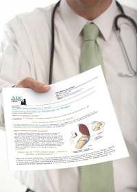 doctor handing out an article